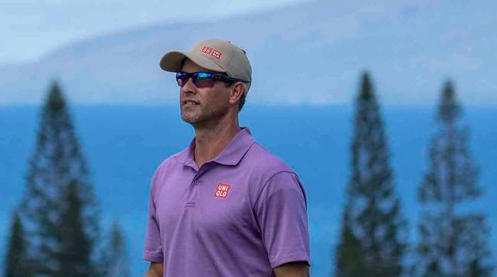 Adam Scott is pictured at the 2023 Sentry Tournament of Champions in Kapalua, Hawaii.